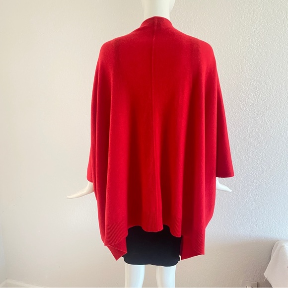 Sofia cashmere red cashmere poncho sweater - Picture 4 of 7
